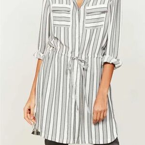 Tommy Hilfiger Elegant Striped Gray Tunic Top